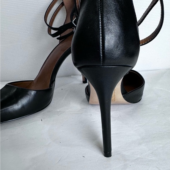 Halston LONDON Womens Sz 9M BLACK SHEEP NAPPALeather STILETO High Heel Ankle Str - Picture 6 of 14